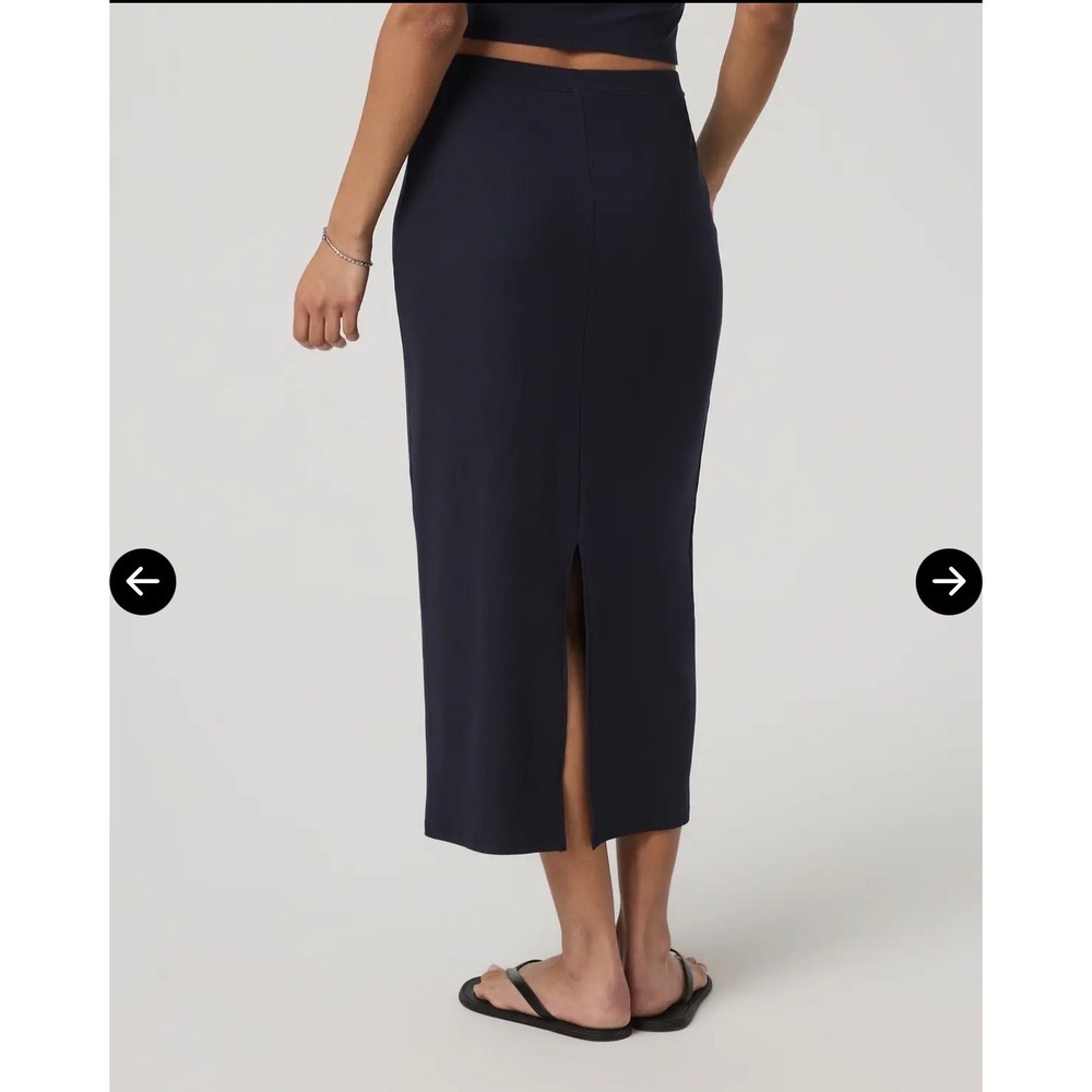 Vuori Pose Column Skirt Ribbed Knit Midi Heathered Black VW3217 Size M H - Picture 2 of 8